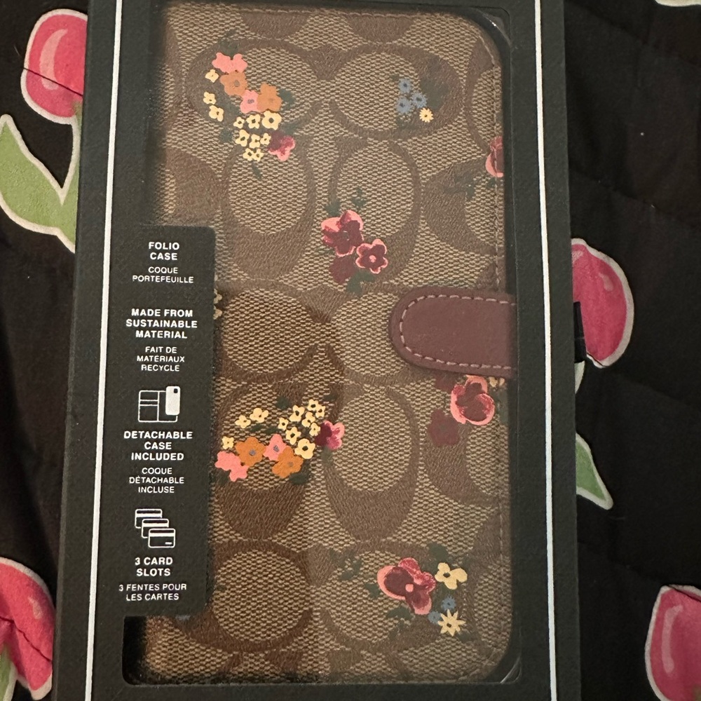 Coach Brown Floral Folio Case